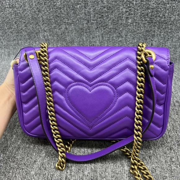 100% Authentic GUCCI GG Marmont Small Leather Shoulder Bag - Picture 2 of 16